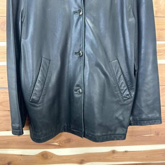 Marc New York Women's/Men's Medium Length Leather Jacket Black Leather Sz Large - Picture 2 of 9